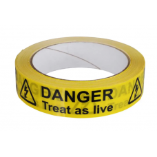 Yellow 'Danger Treat as Live' Adhesive Warning Tape 24mm x 100m